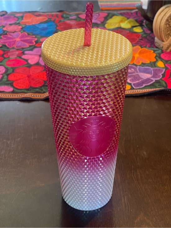 Starbucks Other - Starbucks Pink to White Ombre Studded Tumbler with Gold Lid and Pink Straw